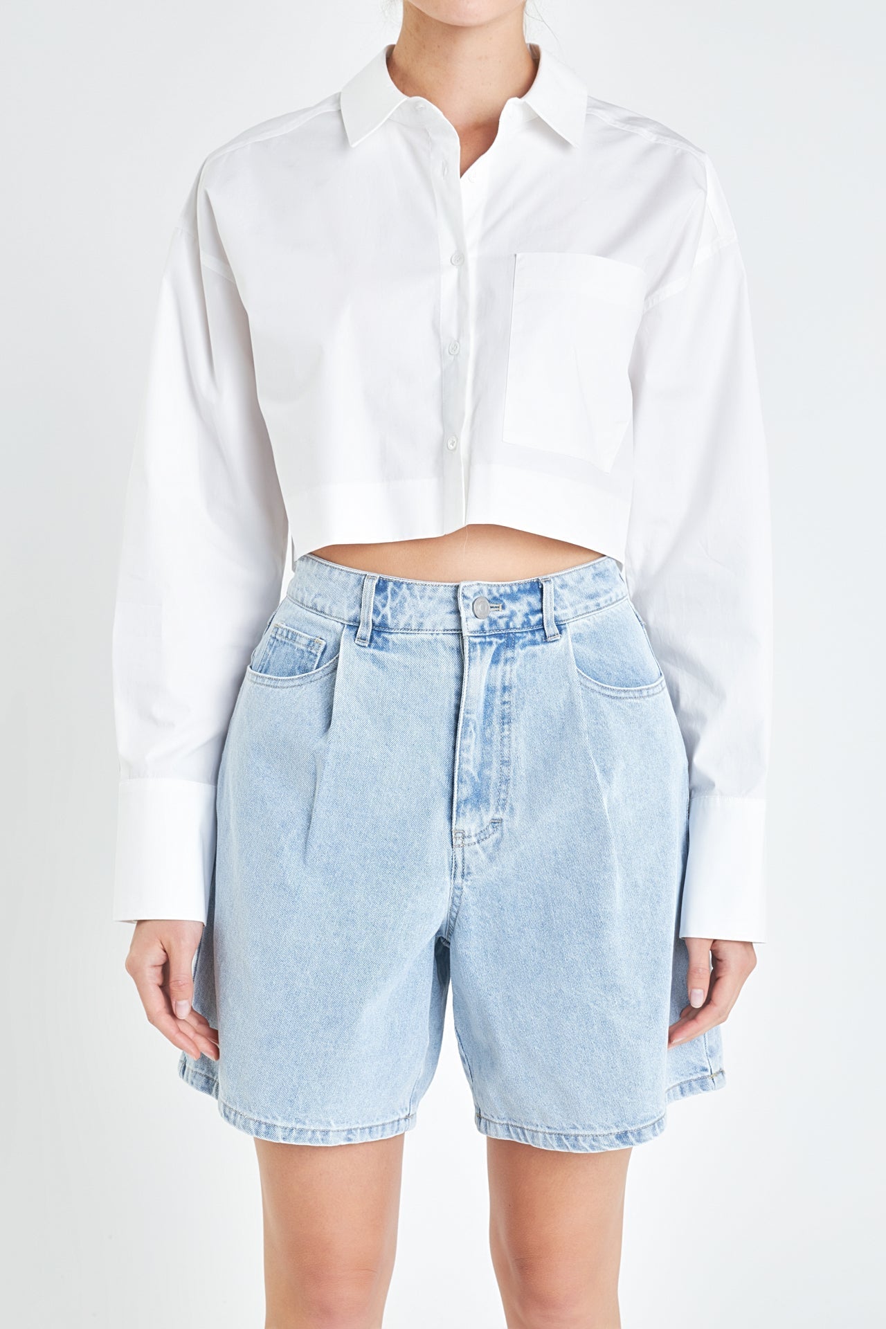 GREY LAB - Grey Lab - Oversized Cropped Shirts with Pocket - SHIRTS & BLOUSES available at Objectrare