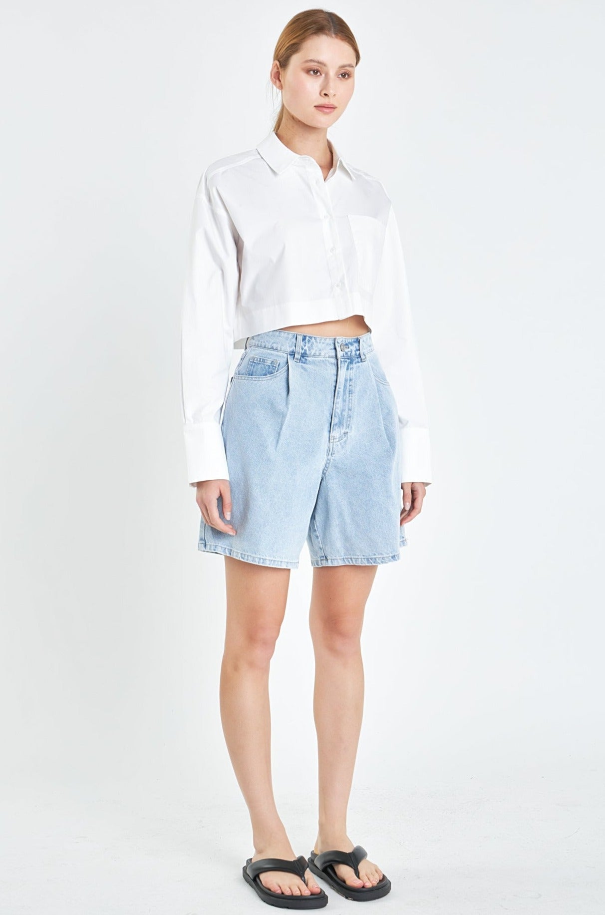 GREY LAB - Grey Lab - Oversized Cropped Shirts with Pocket - SHIRTS & BLOUSES available at Objectrare