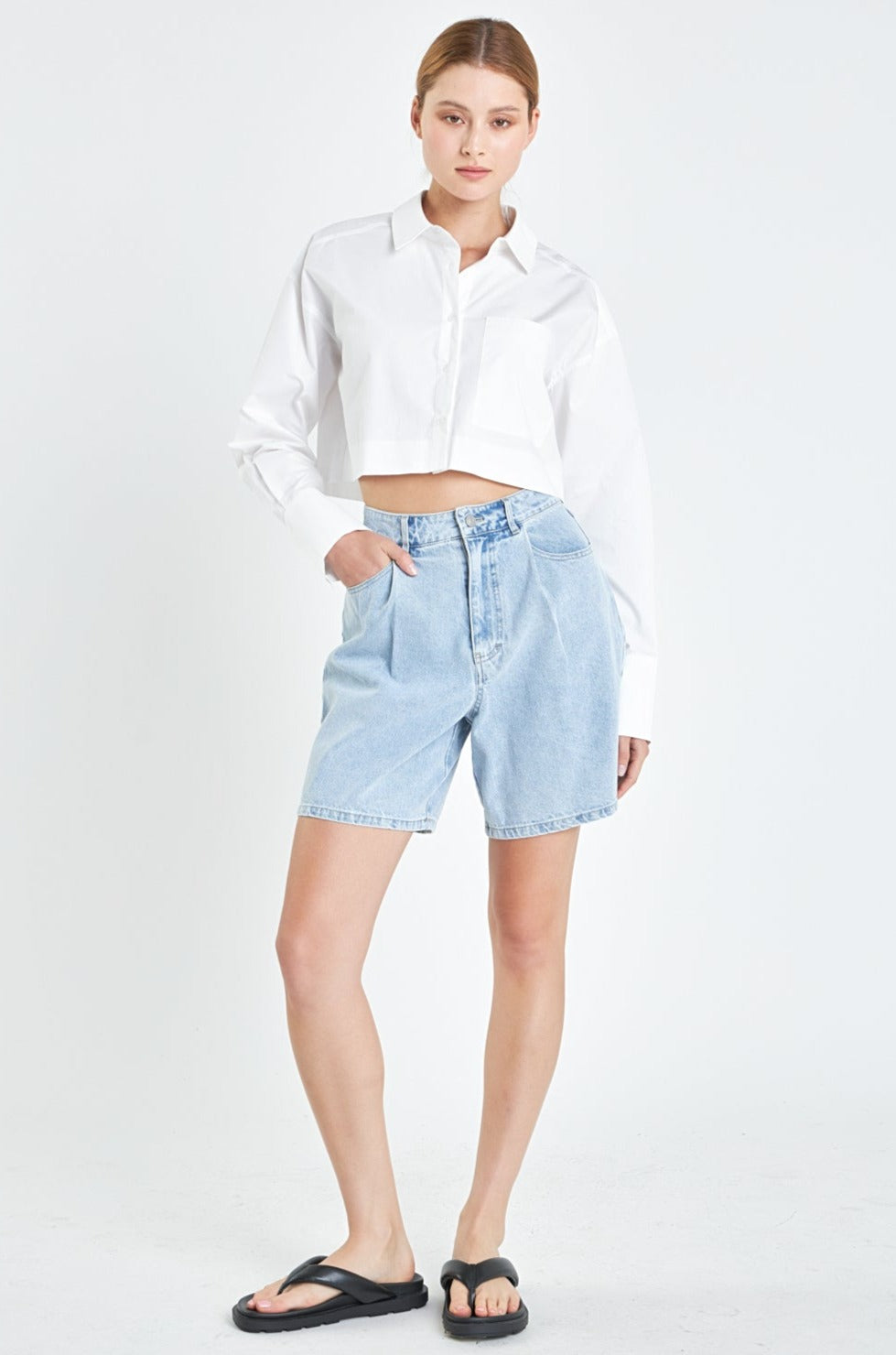 GREY LAB - Grey Lab - Oversized Cropped Shirts with Pocket - SHIRTS & BLOUSES available at Objectrare