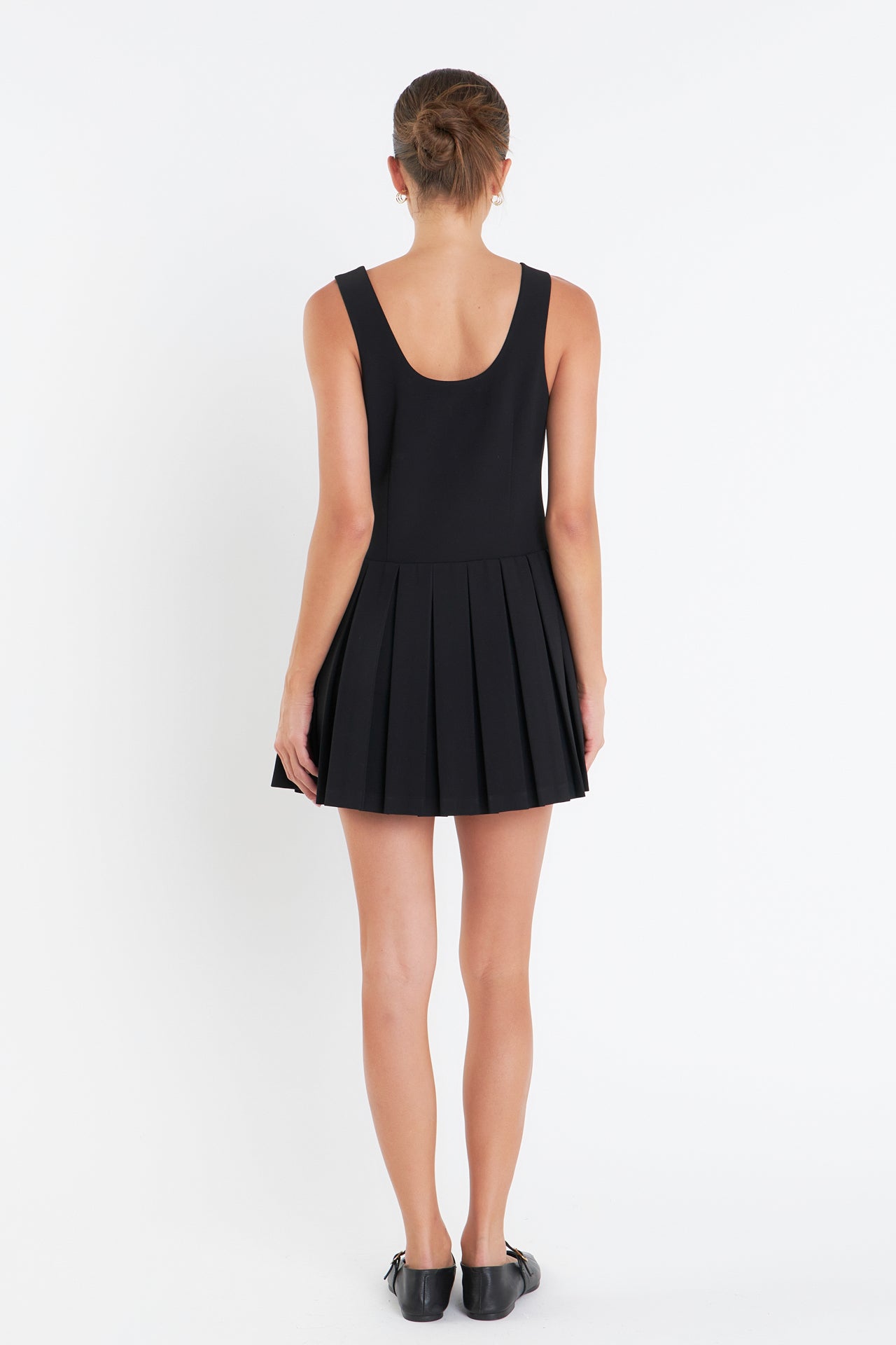 ENGLISH FACTORY - U-Neck Pleated Sleeveless Mini Dress - DRESSES available at Objectrare