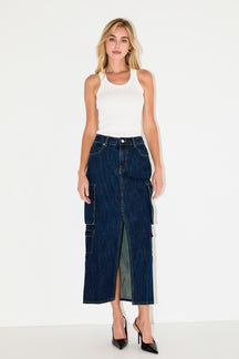 GREY LAB - Denim Cargo Maxi Skirt - SKIRTS available at Objectrare