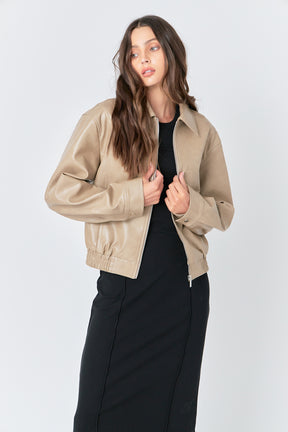 GREY LAB - Faux Leather Cropped Jacket - JACKETS available at Objectrare