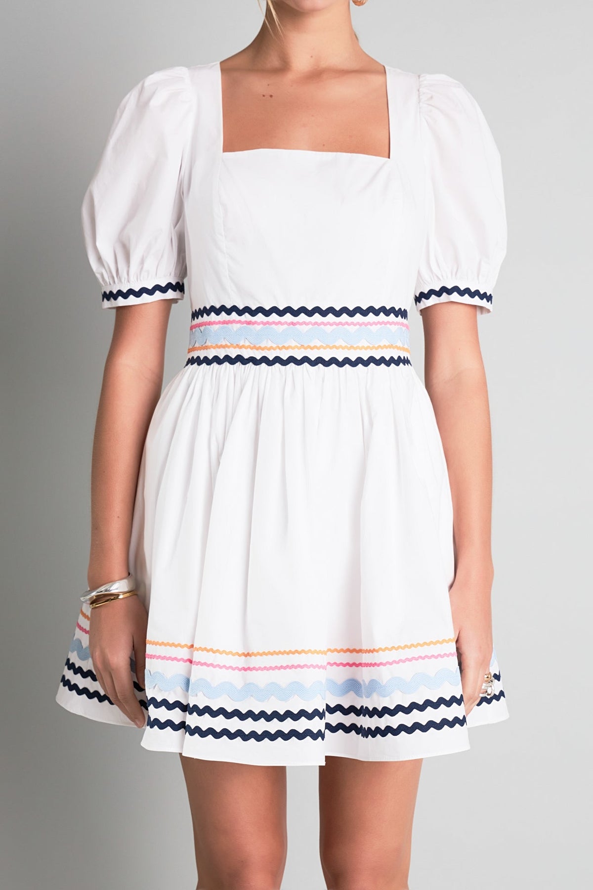 ENGLISH FACTORY - Poplin Mini Dress with Ric Rac Trim - DRESSES available at Objectrare