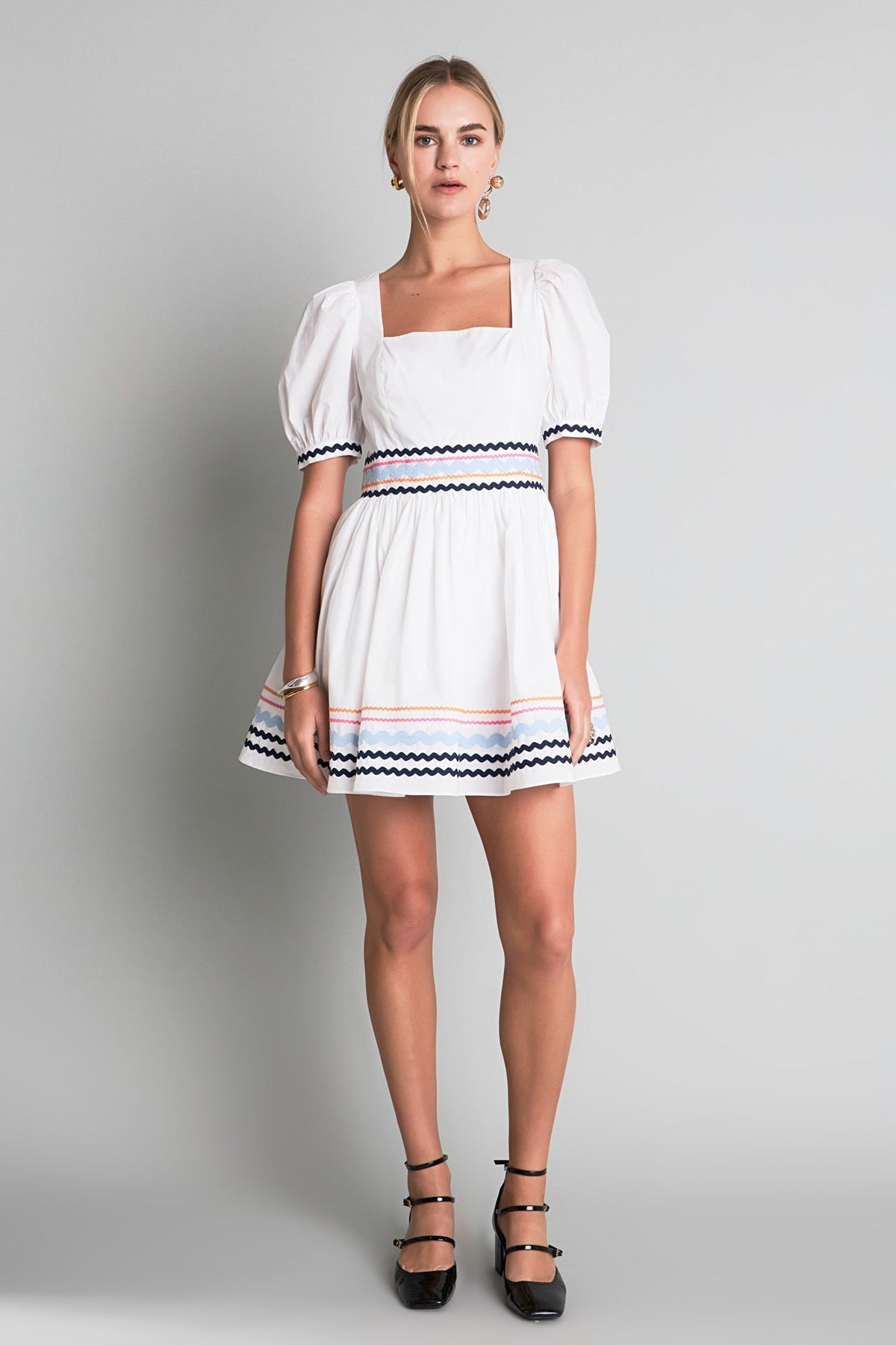 ENGLISH FACTORY - Poplin Mini Dress with Ric Rac Trim - DRESSES available at Objectrare