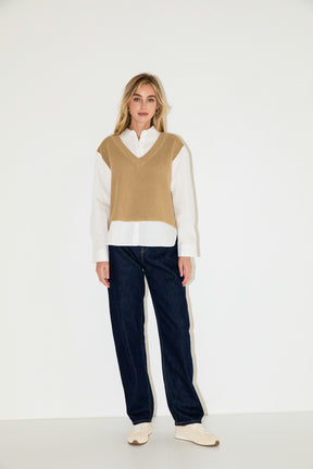 GREY LAB - Sweater Over Shirt - SHIRTS & BLOUSES available at Objectrare