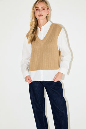 GREY LAB - Sweater Over Shirt - SHIRTS & BLOUSES available at Objectrare