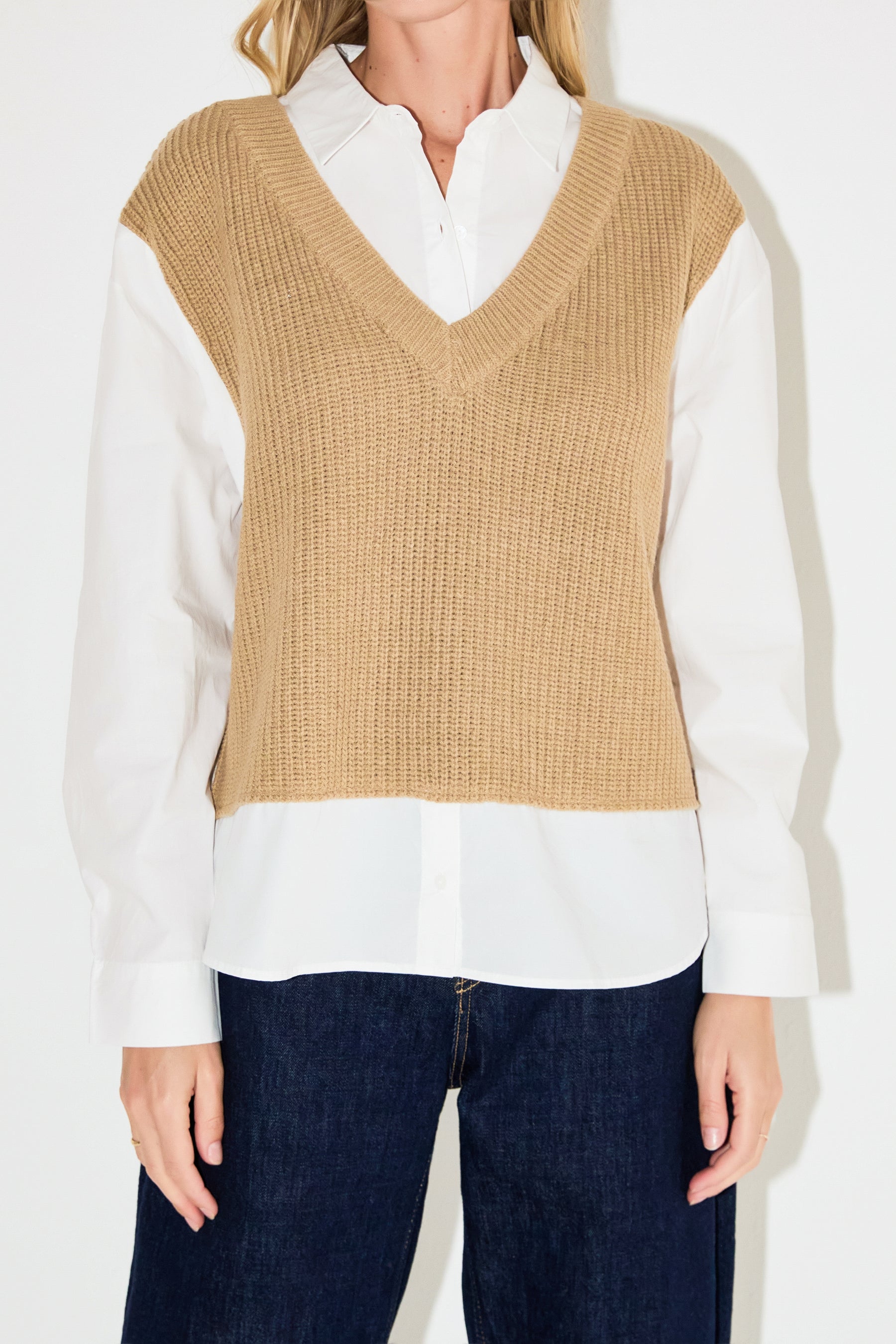 GREY LAB - Sweater Over Shirt - SHIRTS & BLOUSES available at Objectrare