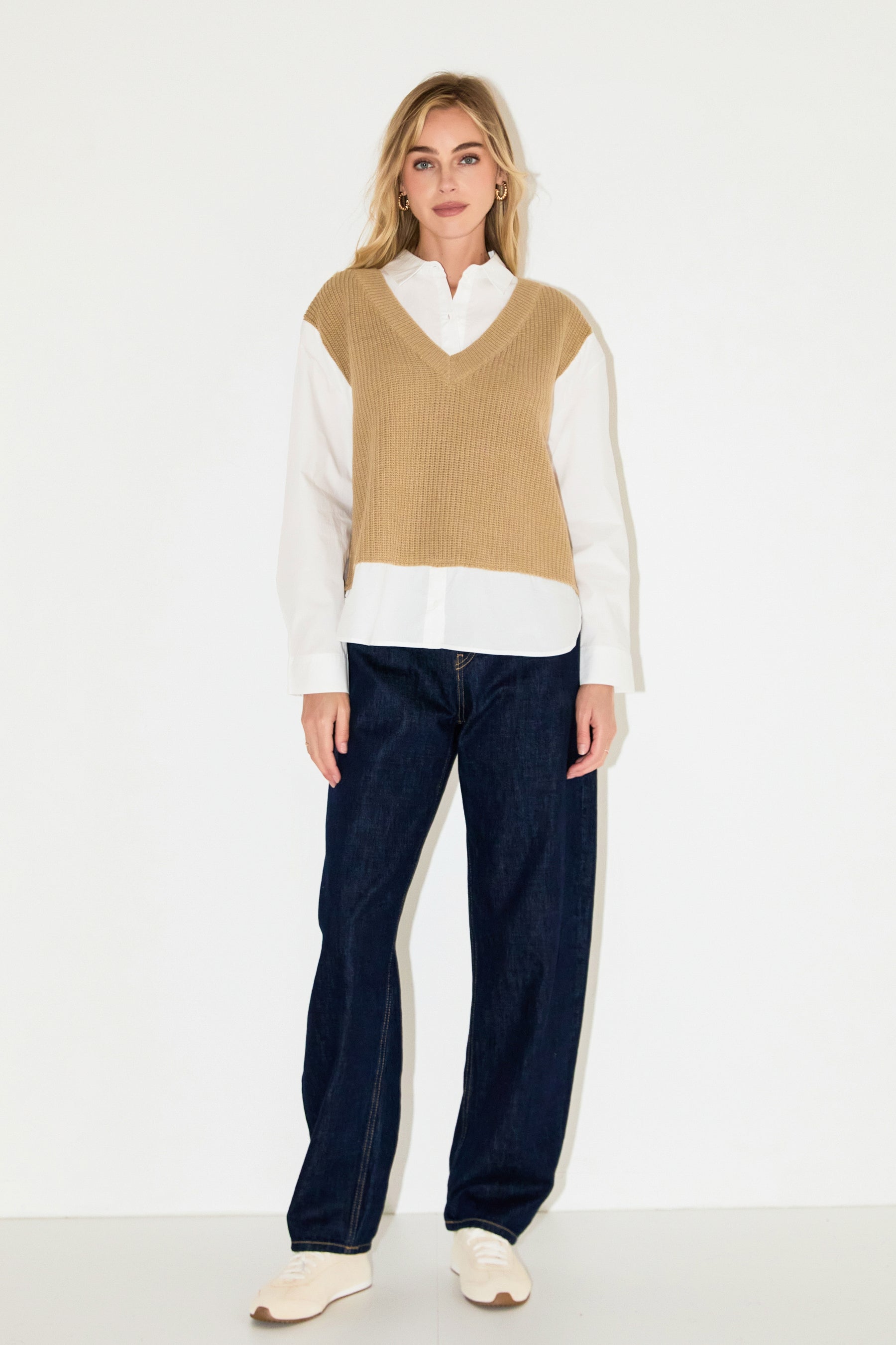 GREY LAB - Sweater Over Shirt - SHIRTS & BLOUSES available at Objectrare