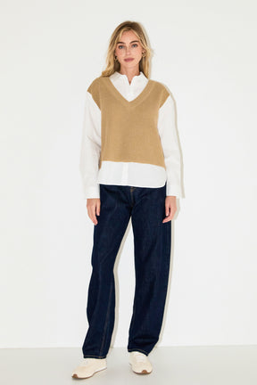 GREY LAB - Sweater Over Shirt - SHIRTS & BLOUSES available at Objectrare