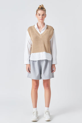 GREY LAB - Sweater Over Shirt - SHIRTS & BLOUSES available at Objectrare