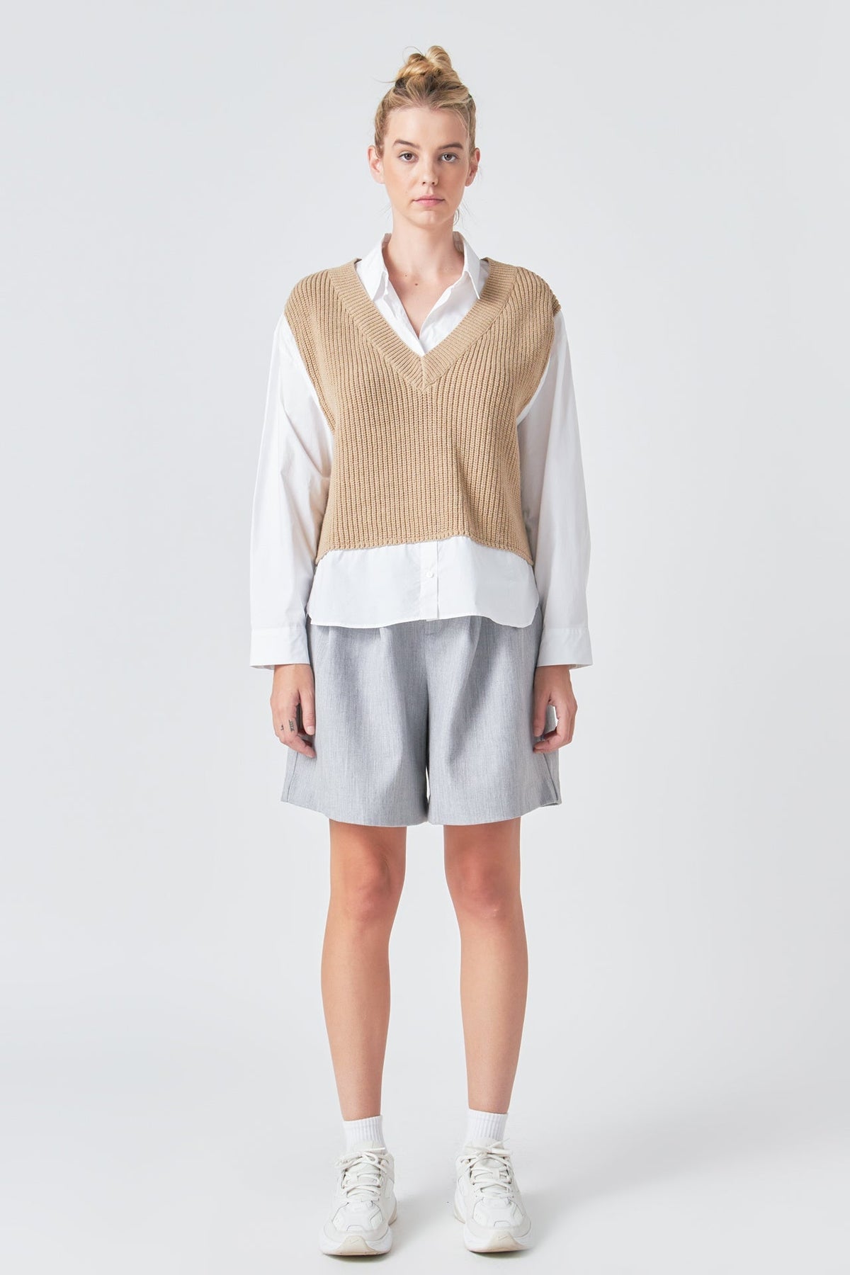 GREY LAB - Sweater Over Shirt - TOPS available at Objectrare