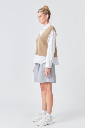 GREY LAB - Sweater Over Shirt - SHIRTS & BLOUSES available at Objectrare