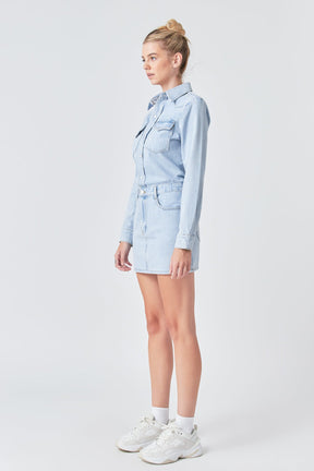 GREY LAB - Grey Lab - Grey Lab - Denim Mini Dress - DRESSES available at Objectrare