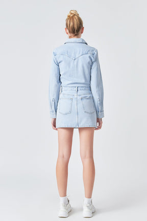 GREY LAB - Grey Lab - Grey Lab - Denim Mini Dress - DRESSES available at Objectrare