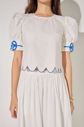 LA'VEN - Scallop Hem Embroidered Top - TOPS available at Objectrare