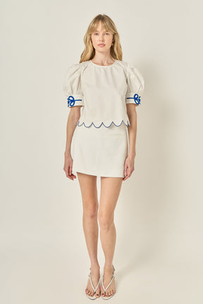 LA'VEN - Scallop Hem Embroidered Top - TOPS available at Objectrare