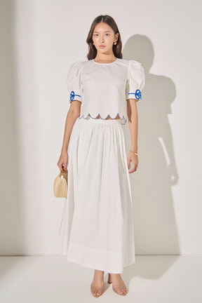 LA'VEN - Scallop Hem Embroidered Top - TOPS available at Objectrare