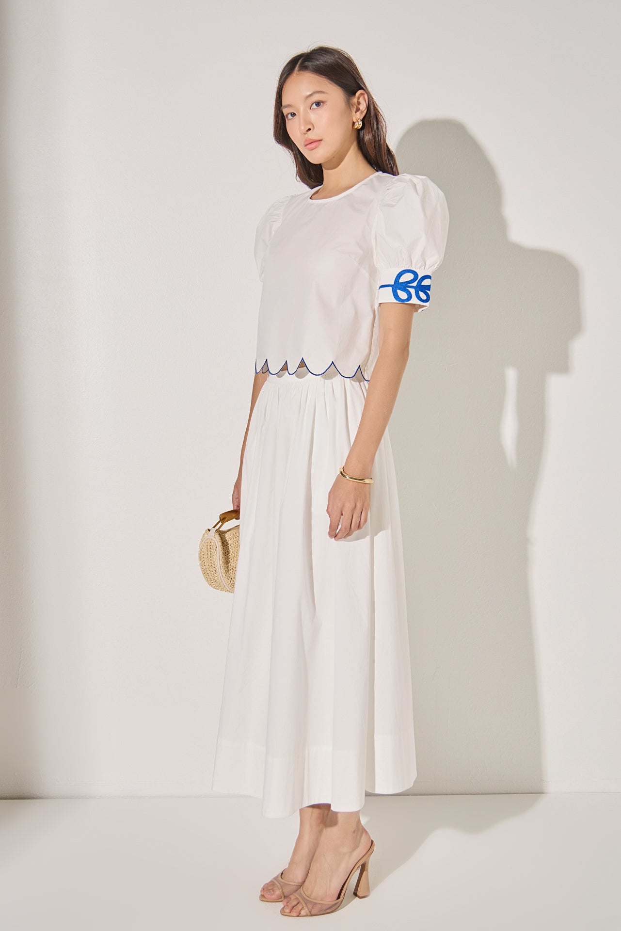 LA'VEN - Scallop Hem Embroidered Top - TOPS available at Objectrare