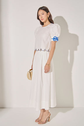 LA'VEN - Scallop Hem Embroidered Top - TOPS available at Objectrare