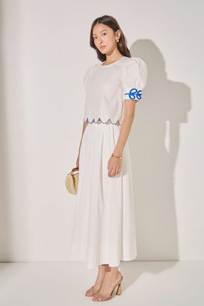 LA'VEN - Scallop Hem Embroidered Top - TOPS available at Objectrare