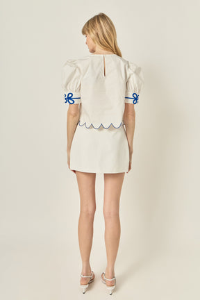 LA'VEN - Scallop Hem Embroidered Top - TOPS available at Objectrare