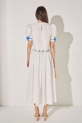 LA'VEN - Scallop Hem Embroidered Top - TOPS available at Objectrare
