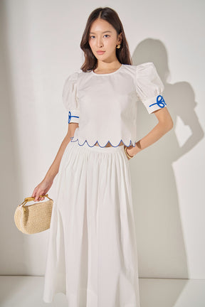 LA'VEN - Scallop Hem Embroidered Top - TOPS available at Objectrare