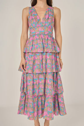 ENGLISH FACTORY - Deep V-Neck Tiered Maxi Dress - DRESSES available at Objectrare