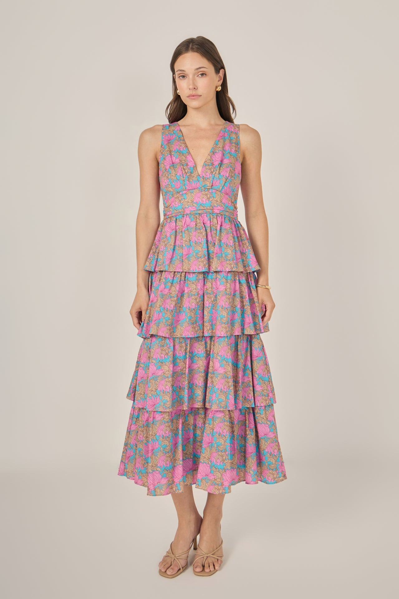 ENGLISH FACTORY - Deep V-Neck Tiered Maxi Dress - DRESSES available at Objectrare