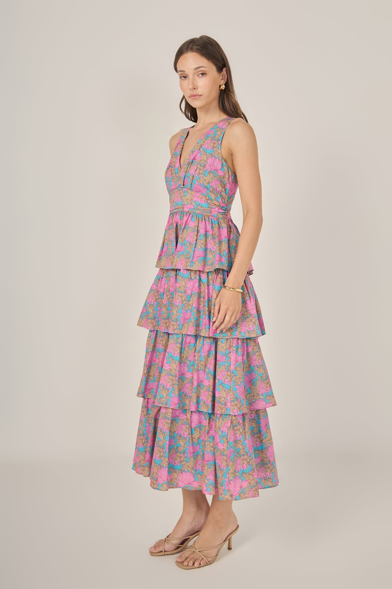 ENGLISH FACTORY - Deep V-Neck Tiered Maxi Dress - DRESSES available at Objectrare