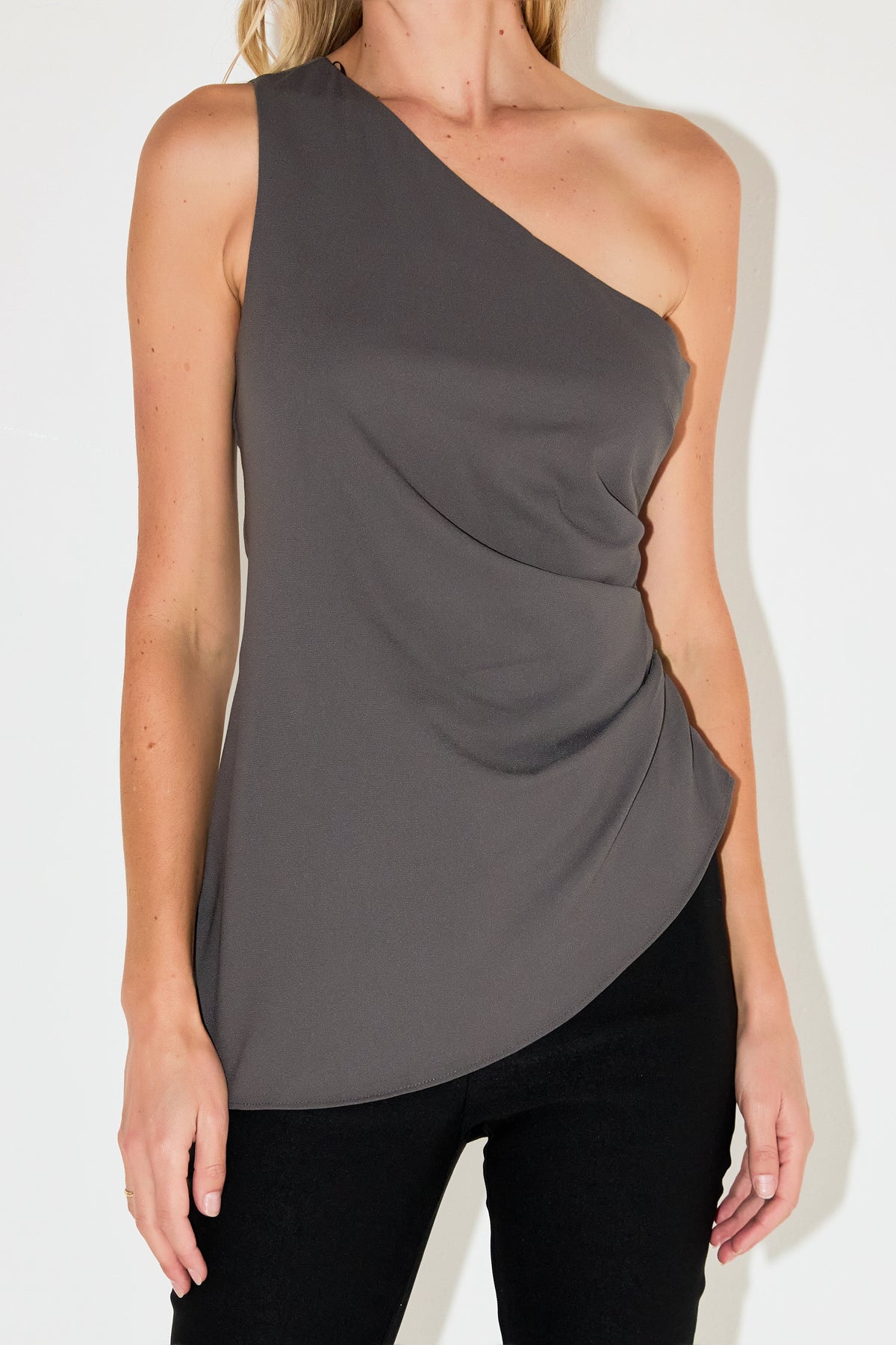GREY LAB - One Shoulder Ruched Top - TOPS available at Objectrare