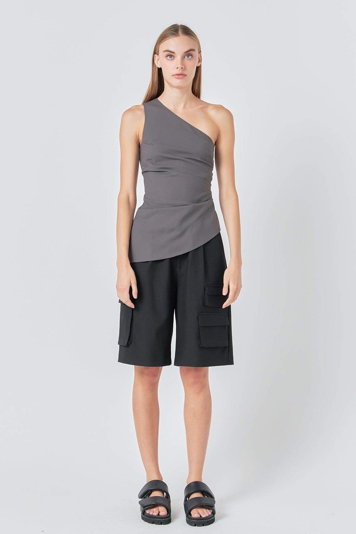 GREY LAB - One Shoulder Ruched Top - TOPS available at Objectrare