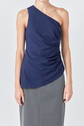 GREY LAB - One Shoulder Ruched Top - TOPS available at Objectrare
