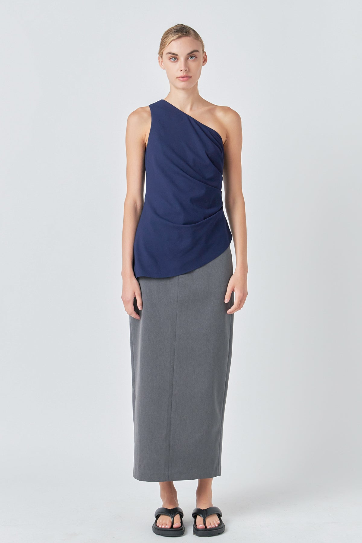 GREY LAB - One Shoulder Ruched Top - TOPS available at Objectrare