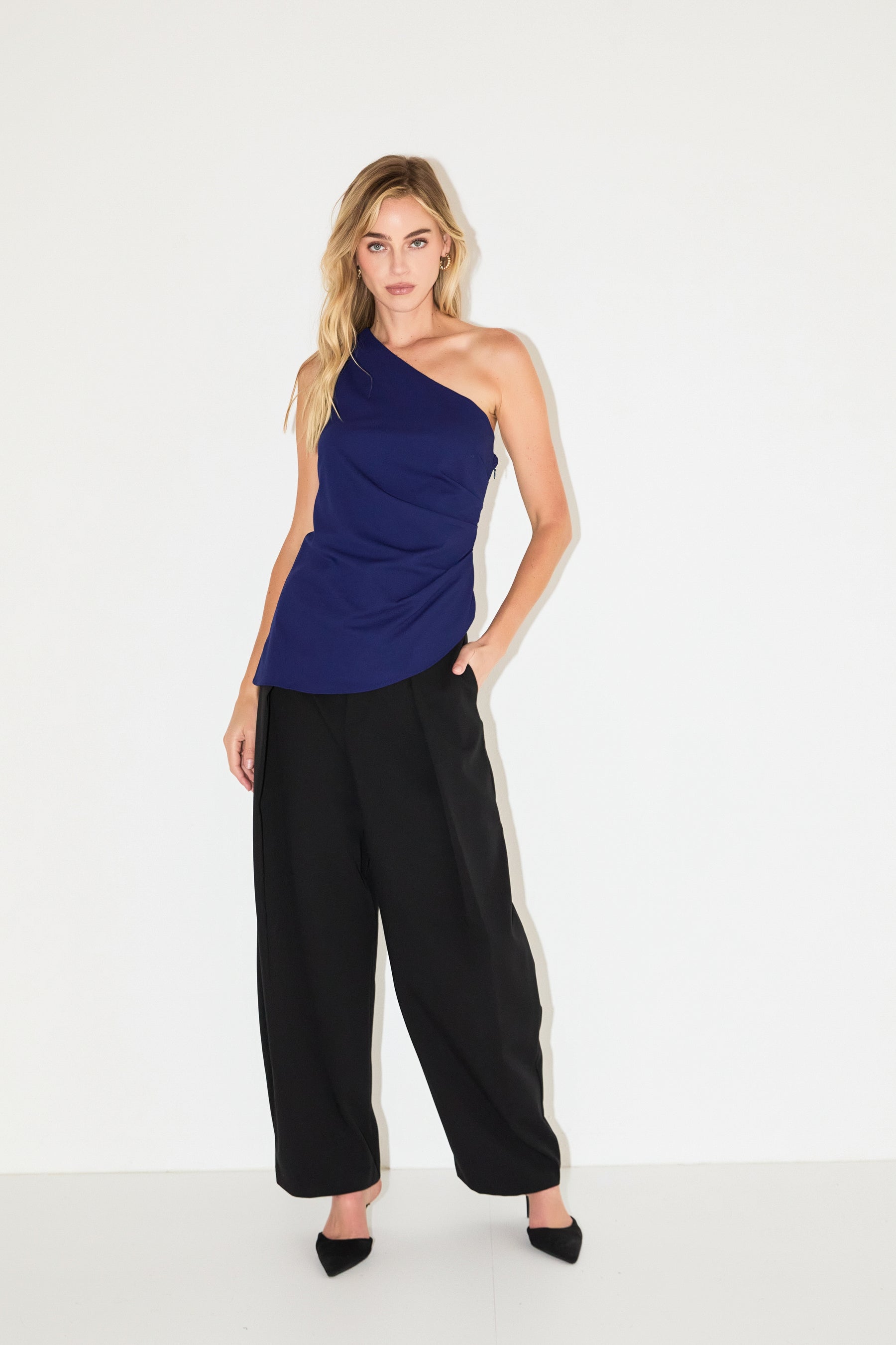 GREY LAB - One Shoulder Ruched Top - TOPS available at Objectrare
