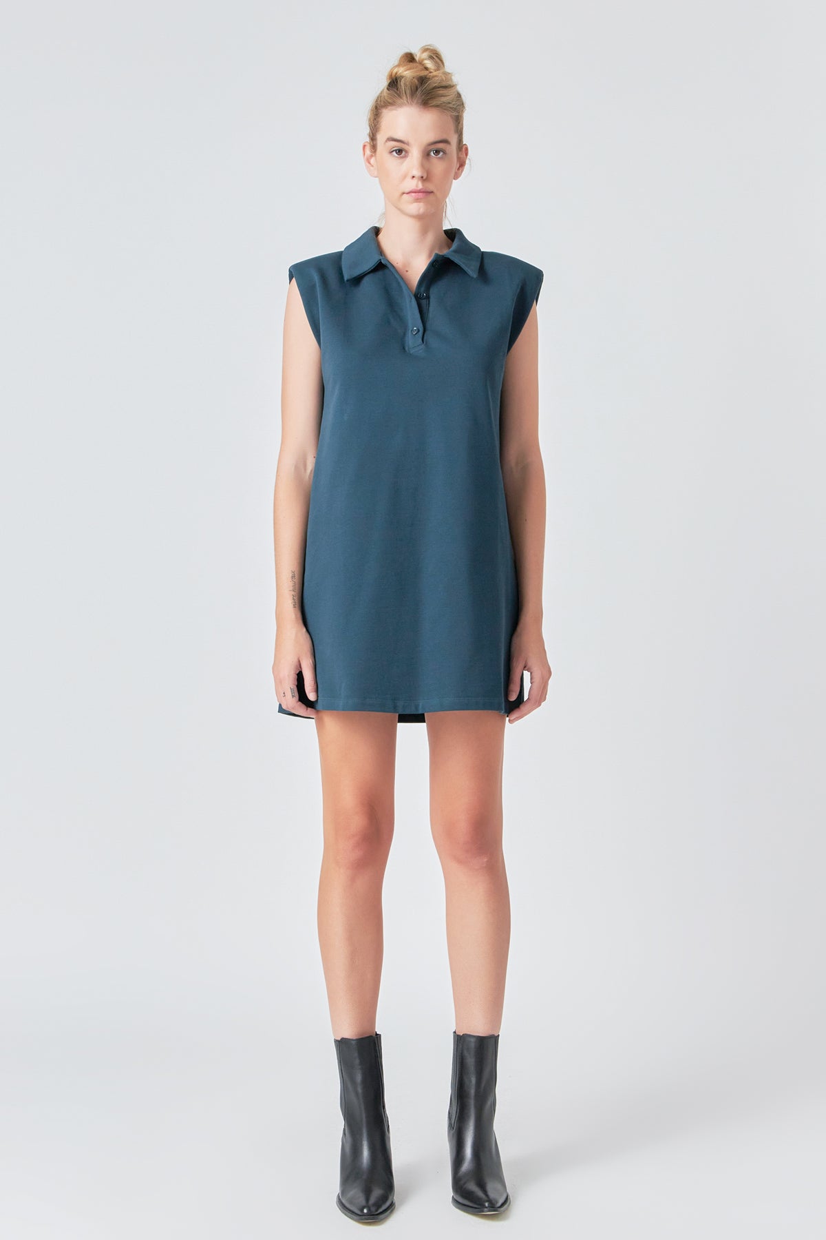 GREY LAB - Power Shoulder Polo Mini Dress - DRESSES available at Objectrare