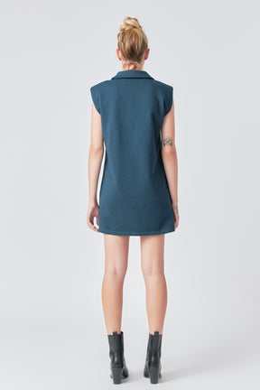 GREY LAB - Power Shoulder Polo Mini Dress - DRESSES available at Objectrare