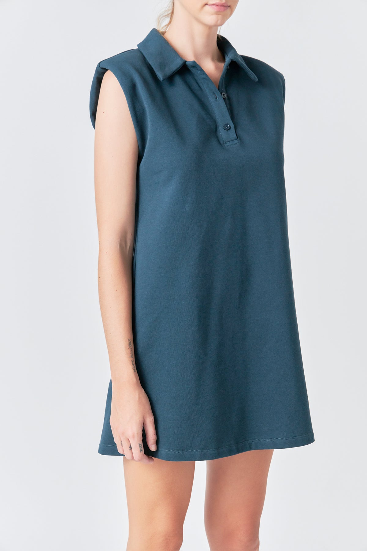 GREY LAB - Power Shoulder Polo Mini Dress - DRESSES available at Objectrare