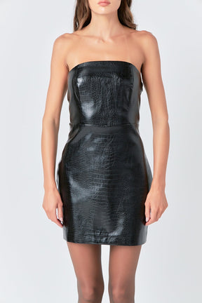 Strapless Faux Leather Mini Dress Strapless Faux Leather Mini Dress