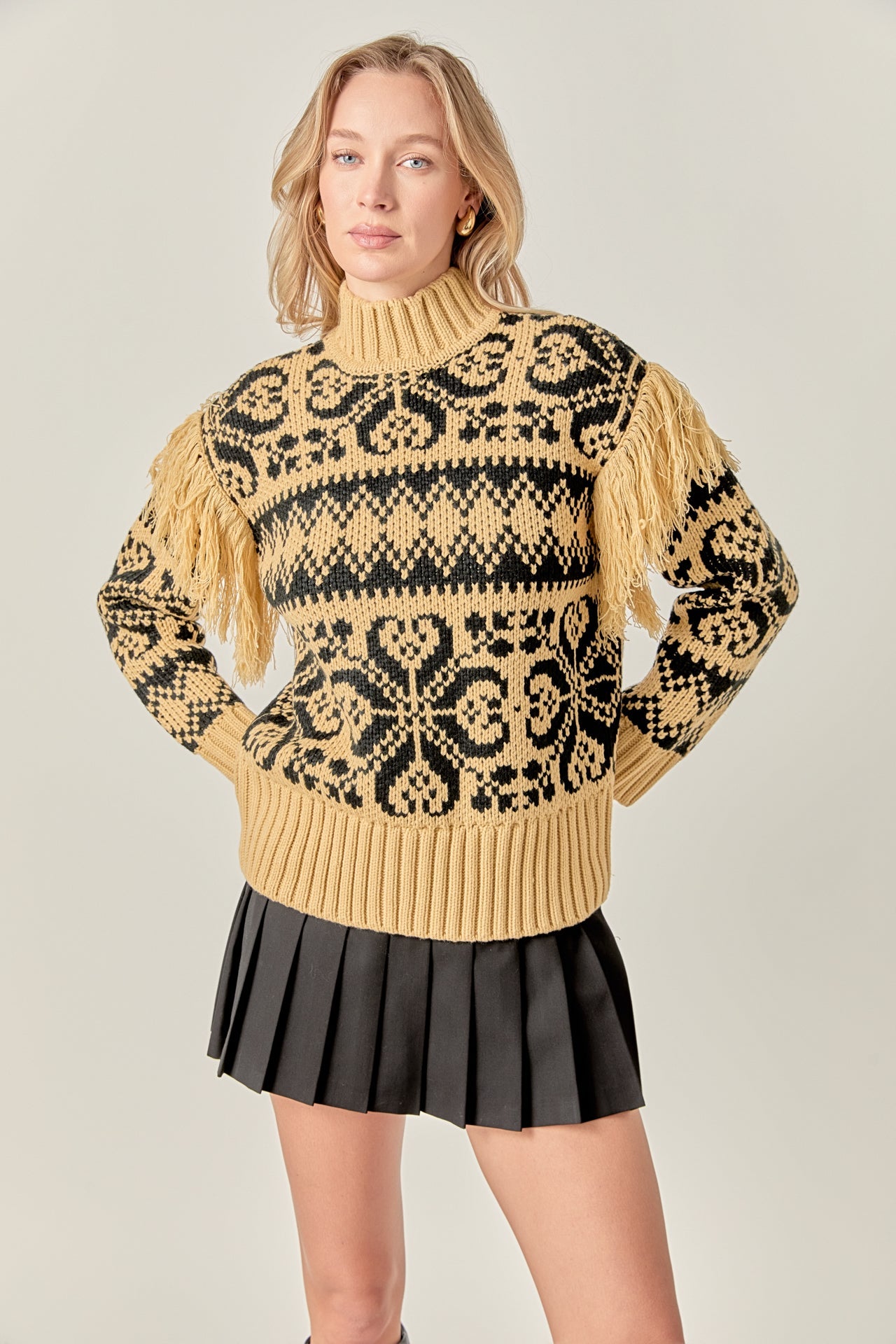 ENGLISH FACTORY - Fair Isle Fringed Sweater - SWEATERS & KNITS available at Objectrare
