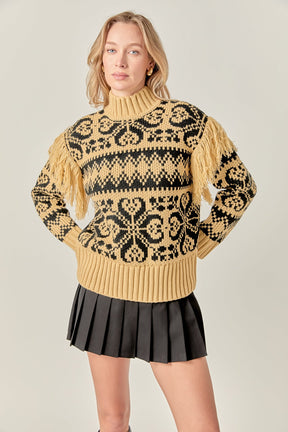 ENGLISH FACTORY - Fair Isle Fringed Sweater - SWEATERS & KNITS available at Objectrare
