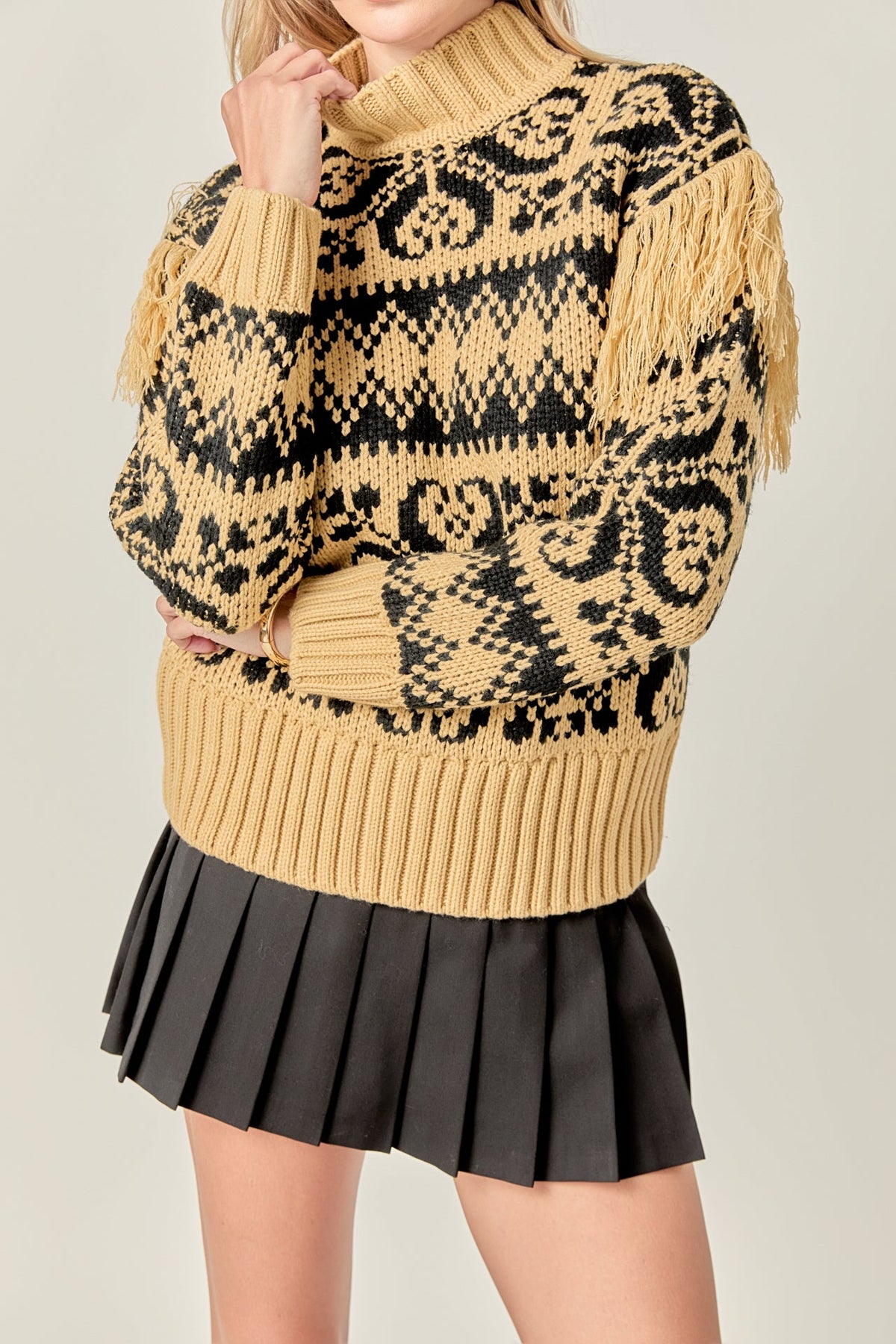 Fair Isle Fringed Sweater