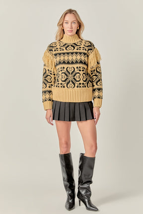 ENGLISH FACTORY - Fair Isle Fringed Sweater - SWEATERS & KNITS available at Objectrare