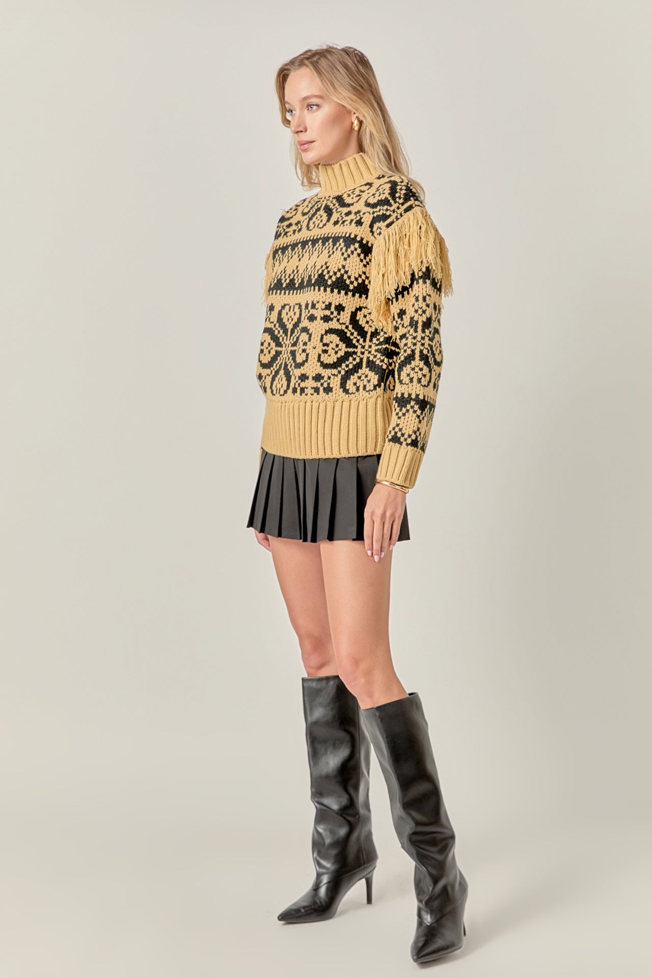 ENGLISH FACTORY - Fair Isle Fringed Sweater - SWEATERS & KNITS available at Objectrare