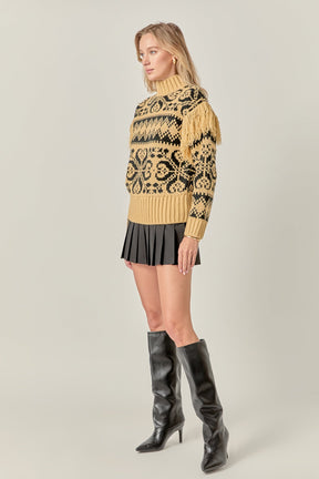 ENGLISH FACTORY - Fair Isle Fringed Sweater - SWEATERS & KNITS available at Objectrare