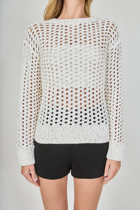 ENDLESS ROSE - Sequined Mesh Knit Sweater - SWEATERS & KNITS available at Objectrare