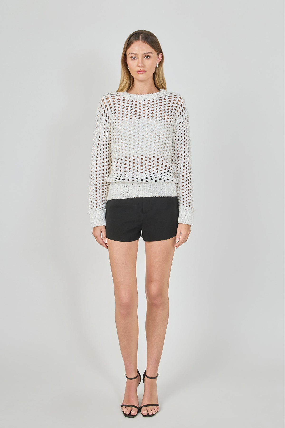 Sequined Mesh Knit Sweater