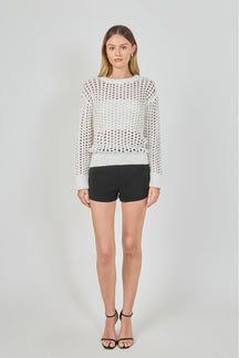 ENDLESS ROSE - Sequined Mesh Knit Sweater - SWEATERS & KNITS available at Objectrare