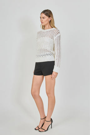 ENDLESS ROSE - Sequined Mesh Knit Sweater - SWEATERS & KNITS available at Objectrare