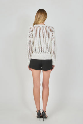 ENDLESS ROSE - Sequined Mesh Knit Sweater - SWEATERS & KNITS available at Objectrare